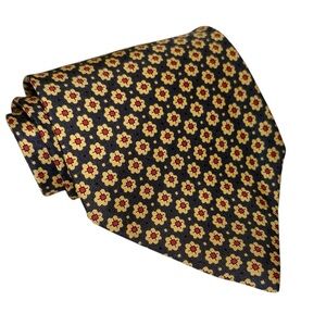 Vintage Pierre Cardin Mens Tie All Silk UK Blue Yellow & Red Floral 61x3.75”